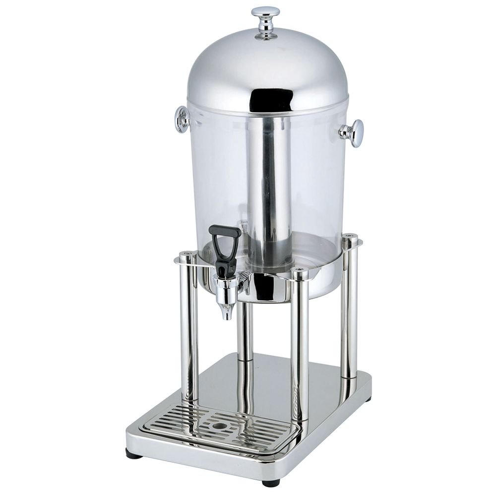 Beverage Dispenser with Ice Tube 8.5 Liter Capacity Break Resistant Polycarbonate and Stainless Steel by HUBERT – Single 8.5 Liter, 9.0 liters, Polycarbonate (PC), Model A10401