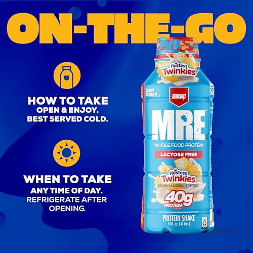 Image of REDCON1 MRE Ready to Drink Protein Shakes Hostess, Twinkies - Lactose Free RTD Protein Made with Real Whole Food Protein Blends - Easy to Digest Nutritional Shake (12 Pack)
