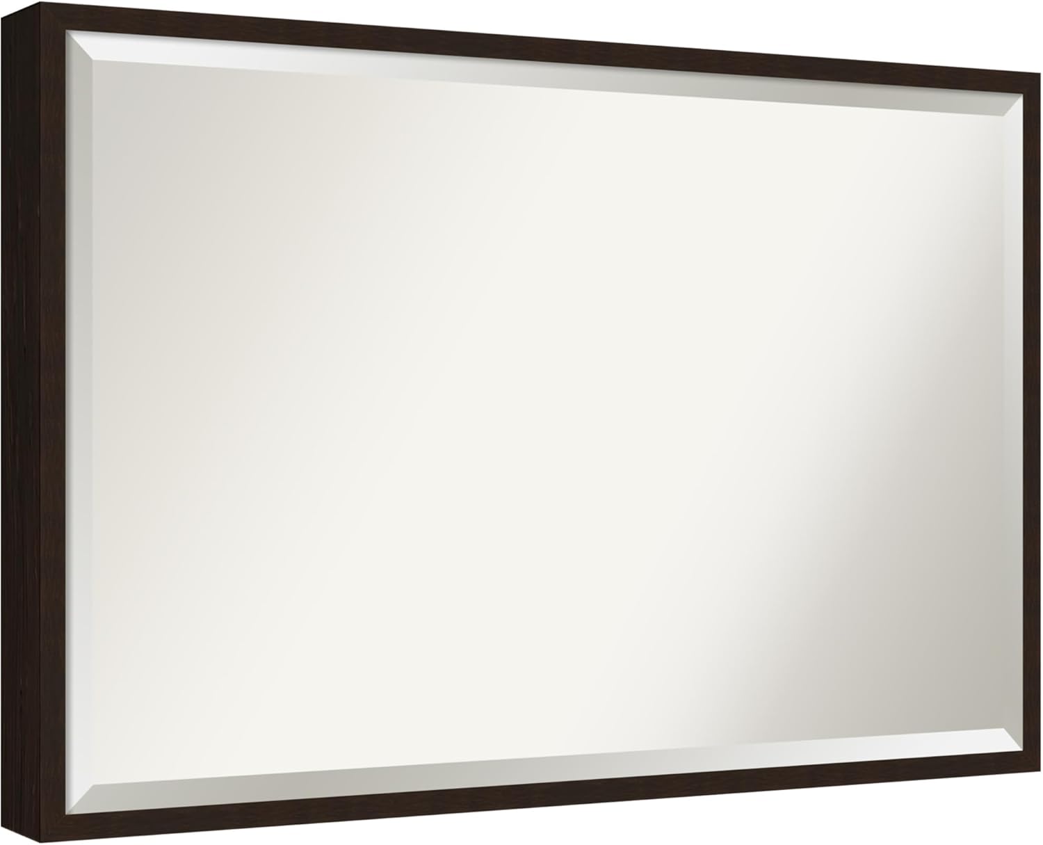 Amanti Art Brown Bathroom Mirror for Over Sink, 25x37 Carlisle Espresso Narrow Rectangle Vanity Mirror, Large Rustic Wood Frame, Hangs Horizonally and Vertically, Bathroom Wall Decor, Beveled Edge