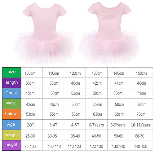 Bezioner Girls Cotton Ballet Dance Dress Cute Tutu Skirted Leotard Short Sleeve Pink Size 3-4T #TOP2