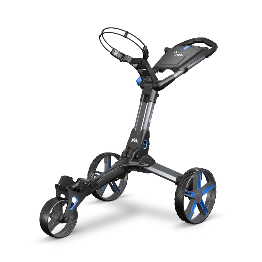 Motocaddy QB2 Cube Compact Folding Push Golf Trolley 2026 - Charcoal/Blue