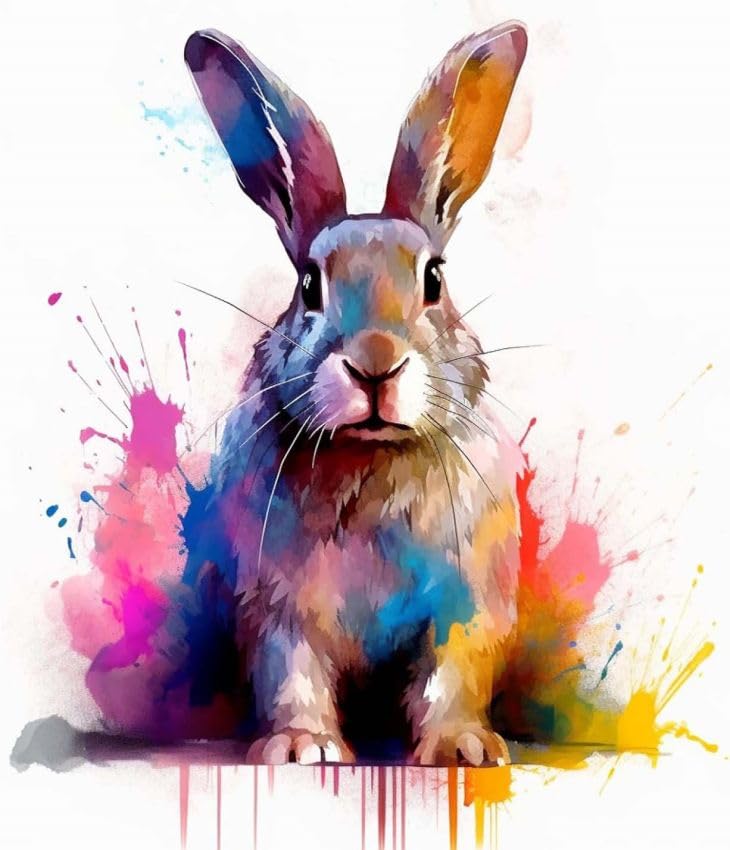 ZMHZMY DIY Oil Painting Paint by Number Kit Frameless Rabbit Hare Bunny Paint by Numbers Oil Painting Canvas Print Wall Art Home Decoration 40x50cm