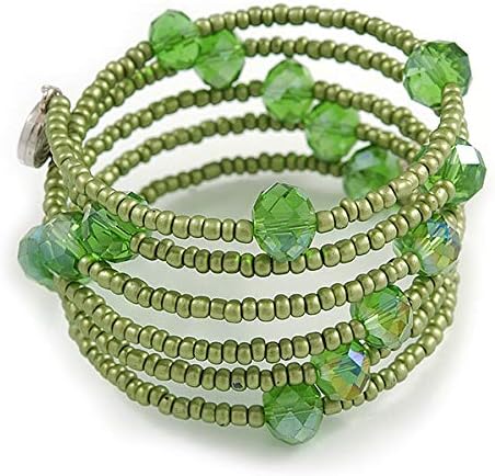 Avalaya Multistrand Green Glass Bead Coiled Flex Bracelet - Image 5