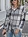 Yeokou Women's Plaid Flannel Shacket Oversized Button Down Long Sleeve Shirt Jacket Casual Spring Fall Outfits(Grey-M)
