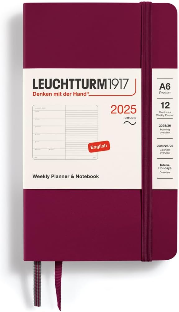 LEUCHTTURM1917 - Weekly Planner & Notebook 2025, Softcover, Paperback (B6+), Sky (Jan 1 - Dec 31, 2025)