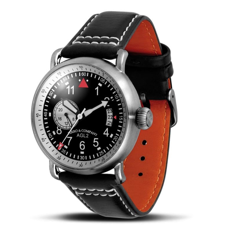 Ferro & Co. AGL 2 Automatik Stahl Leder Schwarz Datum 24H Fliegeruhr Herren