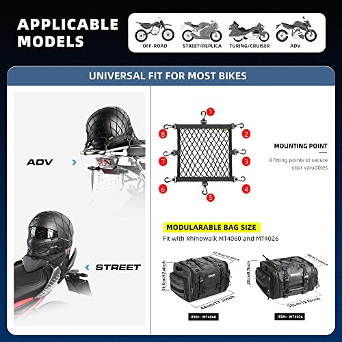 Bolsa de equipaje para motocicleta Rhinowalk (Negro, Red de equipaje) miniatura 4