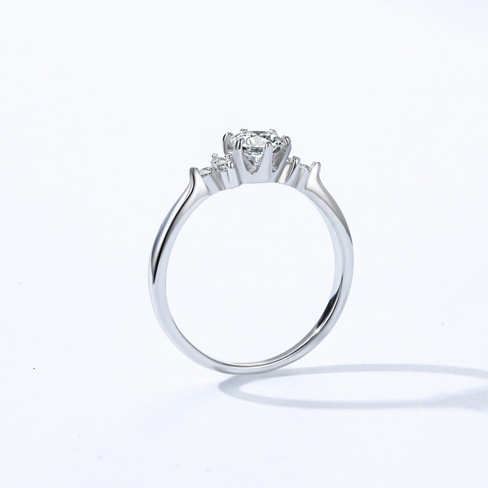 Anillo para mujer, diamante cultivado en laboratorio de 0,5 ct, anillo de compromiso, oro blanco, elegante, anillo de boda, anillo de aniversario para mujer