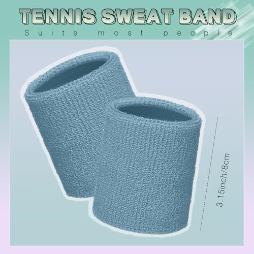 Image of WILLBOND 8 Pack Wrist Sweatbands Sports Wristbands Tennis Sweatbands Neon 80s Thick Cotton Gymnastics Sweat Band Athletic Football Soccer Sports Wristband for Men Women Party