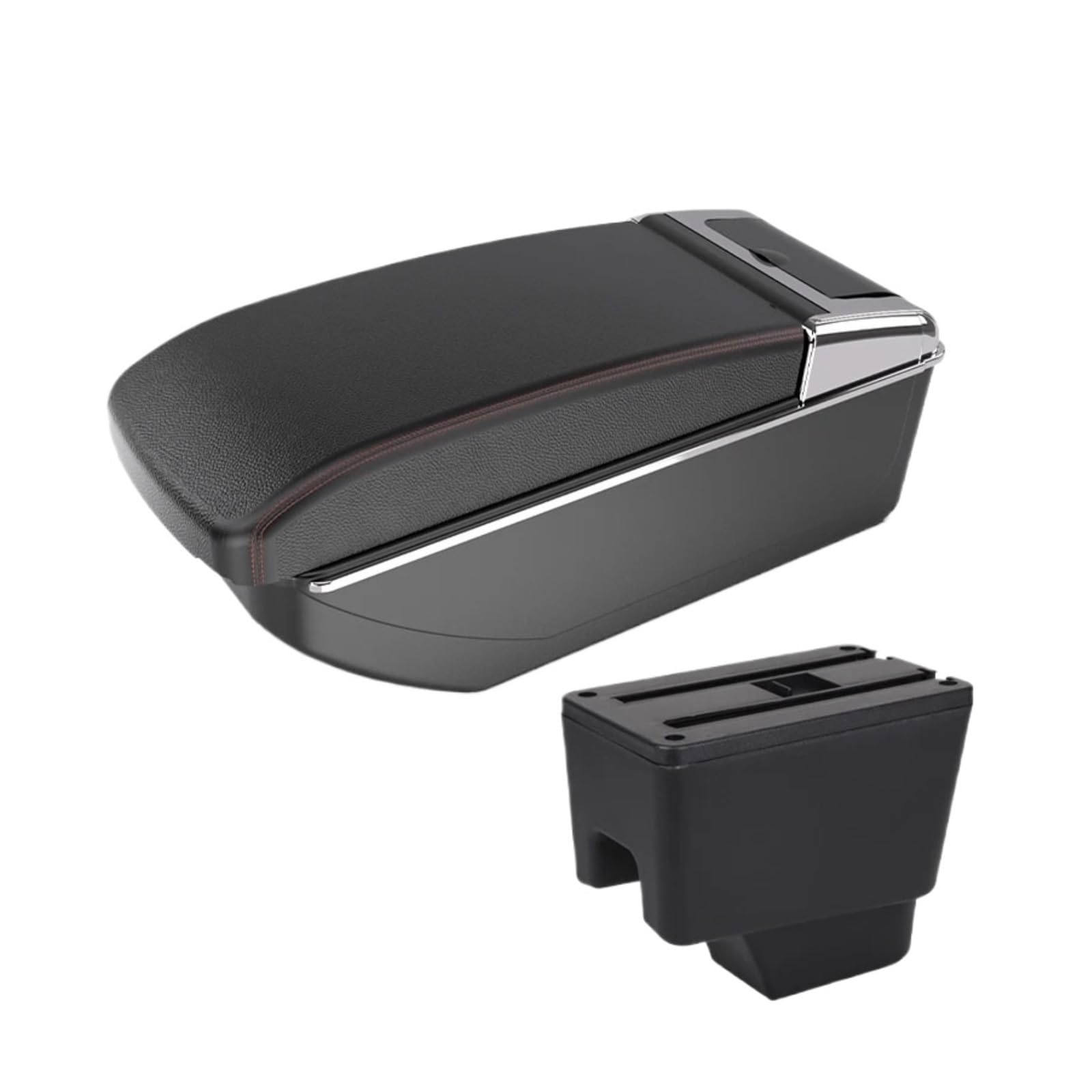 Umdjju B1 Black Red No Usb For Kaptur For Captur For Qm3 Car Armrest Upgrades Modification Multi-Functional Storage Box Center Console Interior Accessories Car Centre Console Armrest Box(B1 Black Red No Usb)