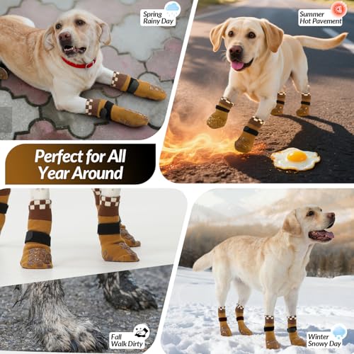 Image of ROZKITCH 2 Pairs Cat Sock for Injured Paws, Breathable Socks for Cats Stop Scratching Dog Paw Protectors for Injured Paws Protective Anti-Slip Grip Socks Foot Protector Puppy Brown XS