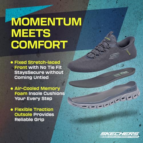 Skechers Men's Glide-Step Noxus Hands Free Slip-in Sneaker, Dunkelgrau, 42.5 EU – Ansicht 3