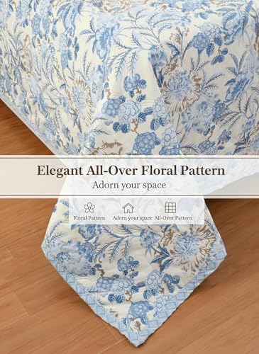 Image of IVAZA Luxury Ultrasonic Punch AC Comforter Blanket - Quilted Microfiber Floral Pattern, Lightweight Breathable All‑Season Blanket for Bedroom, Travel (Singled Bed,228x152 CM) Firozi