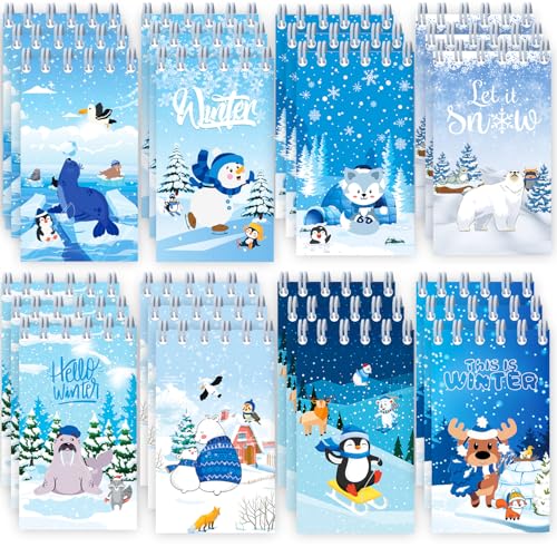 24 Pcs Winter Mini Notebooks with Polar Animals