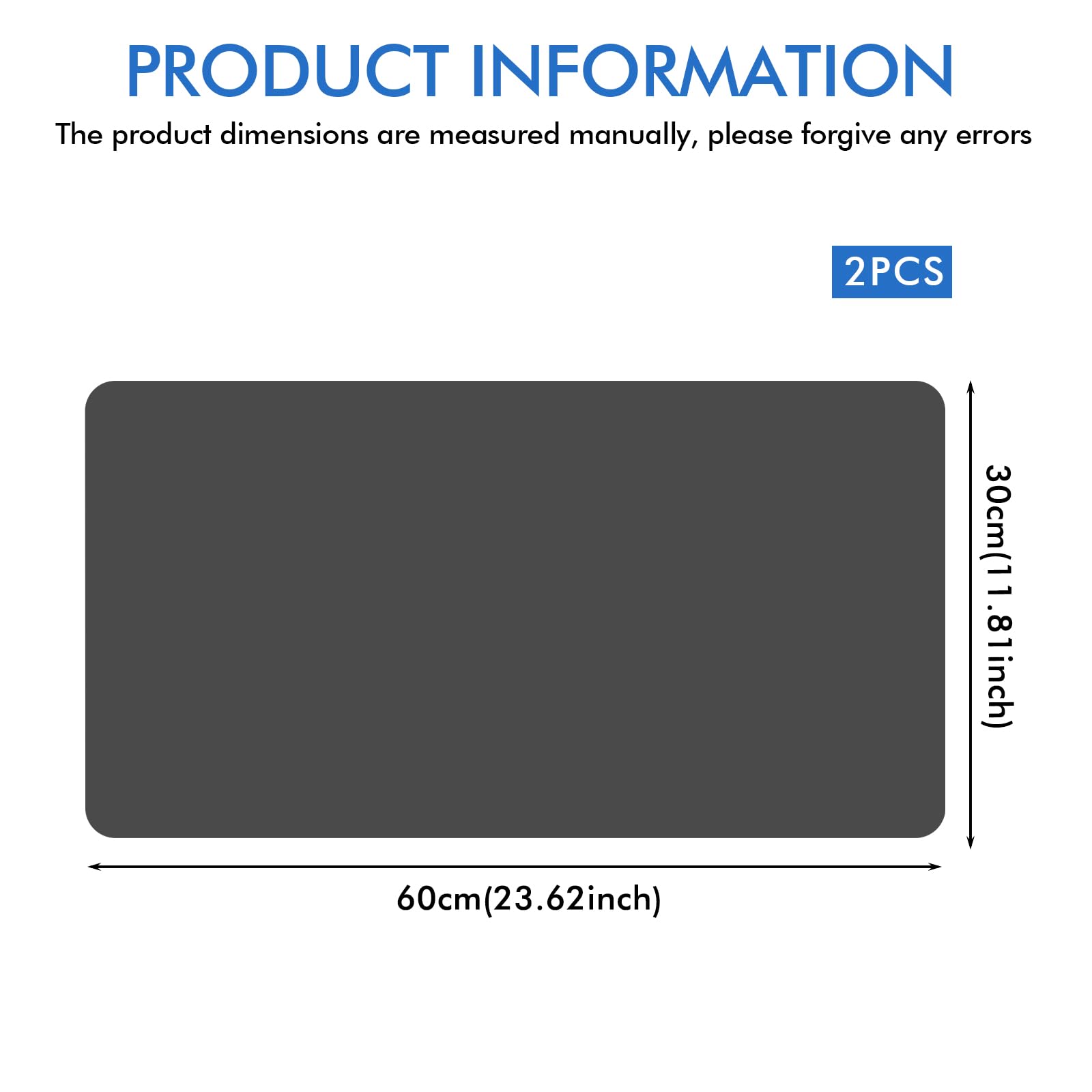 Tappetino protettivo per tapis roulant: 2 pezzi, 60 x 30 cm, tappetino antiscivolo da 3 mm, tappetino di protezione per attrezzature sportive, tappetino antiurto per cross trainer