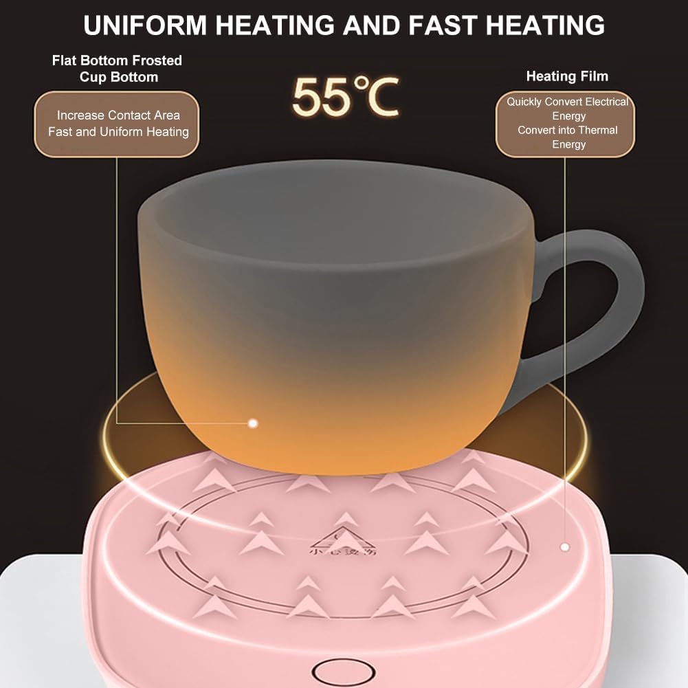 Scalda Bevande, Tazze Da Caffè, Scalda Tazza USB, Coffee Warmer, Scaldatazze da Caffè, Riscaldatore Caffè Intelligente, Scaldabagno Tazza USB Ufficio/Casa, Tazza Termica Caffè/Tè, Rosa