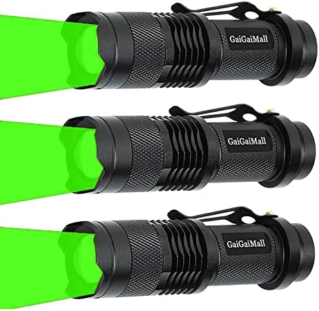 GaiGaiMall Powerful 3 Mode Zoomable LED Green Light Flashlight Torch for Night Vision Fishing Hunting