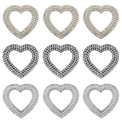 Parches de perlas de tela y apliques de diamantes en corazón para ropa formal y bolsos 2