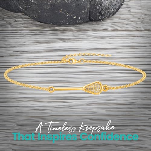 Lacrosse Bracelet, Dainty Lacrosse Stick Pendant, Lacrosse Jewelry, Stainless Steel Waterproof Charm, Gift for Lacrosse Players3