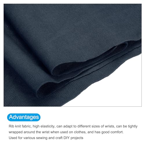 Image of MECCANIXITY 47 inch Elastic Cuffs Ribbed Trims Cotton Fabric Knit Rib Stretch Tape Cuff Sleeve Waistband for Sewing, 20 inch Wide Navy Blue