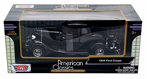 1934 Ford Coupe negro escala 1:24 Motormax miniatura 4