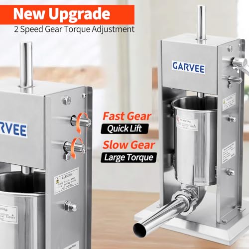 Image of Sausage Stuffer 2 Speed Stainless Steel Vertical Sausage Maker Commercial Spanish Churro Maker with 4 Nozzles for Business or Home Use 3L