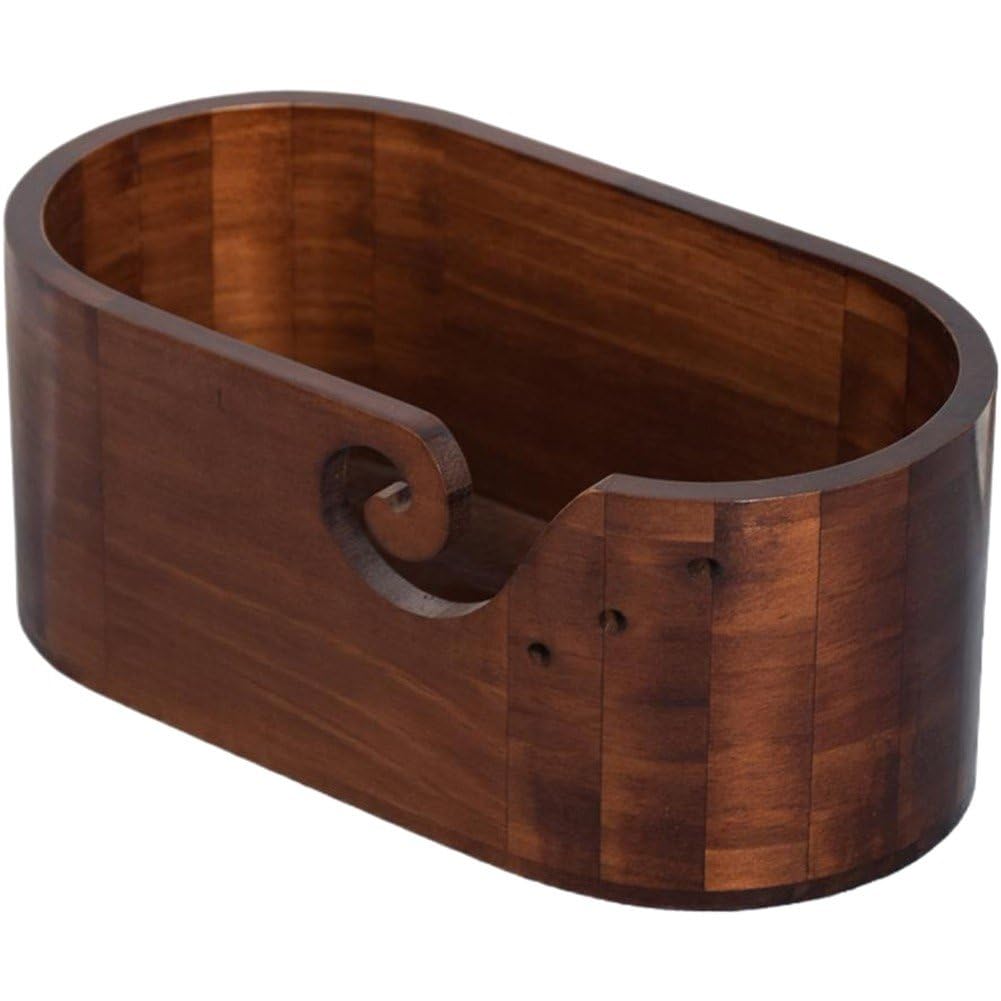 Bol de laine en bois grand format avec guide fil pour crochet