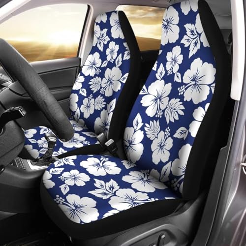 Bulopur Blue White Hibiscus Seat Covers