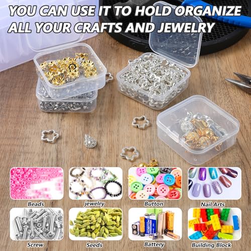 Image of Clear Plastic Bead Organizer Storage Box Container, 60 Pcs Small Rectangle Plastic Beads Containers with Lids, 2 Large Bead Organizers for DIY Art Craft Bracelet Jewelry Making