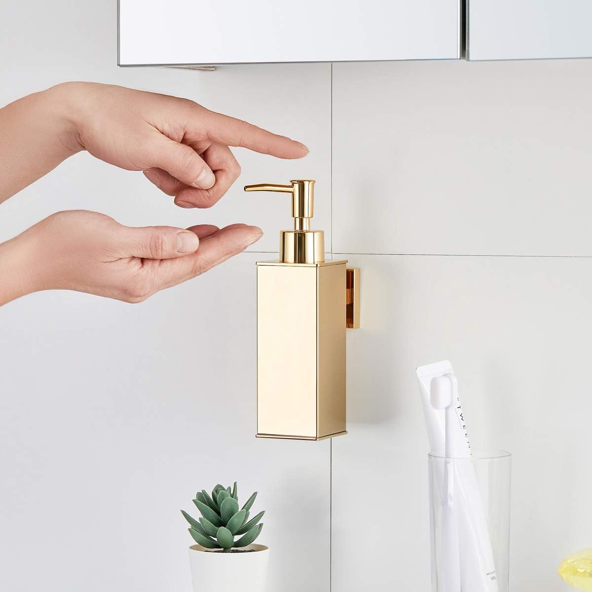 BGL Soap Dispenser Stainless Steel 304 Wall Mount Gold Liquid and Soap Dispenser for Kitchen and Bathroom - Image 4