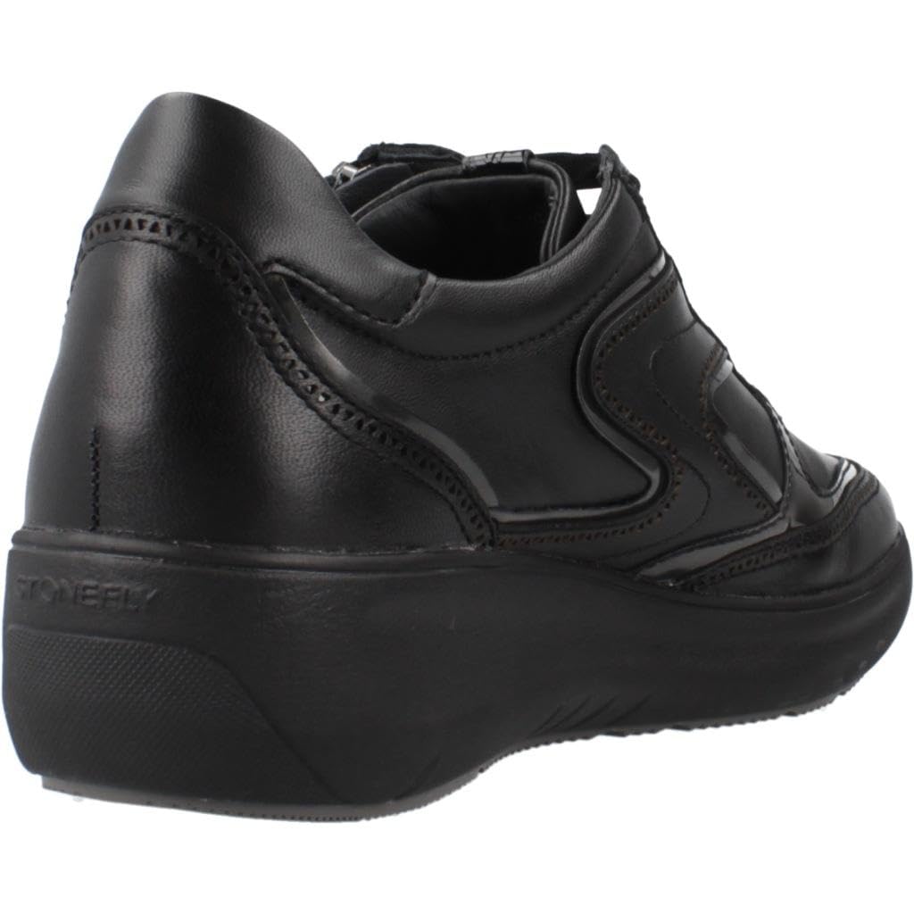 Stonefly 221574 Rock Nappa Black Sneakers Confort per Donna in Pelle Zeppa Media