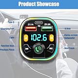 Bluetooth FM Transmitter Car, with Hands-free PD 20W & Type-C QC 3.0 Bass & Hi-Fi Stereo Fast Charging, Bluetooth Converter Car Support Hands-free Calling, Ambient Light - Image 3
