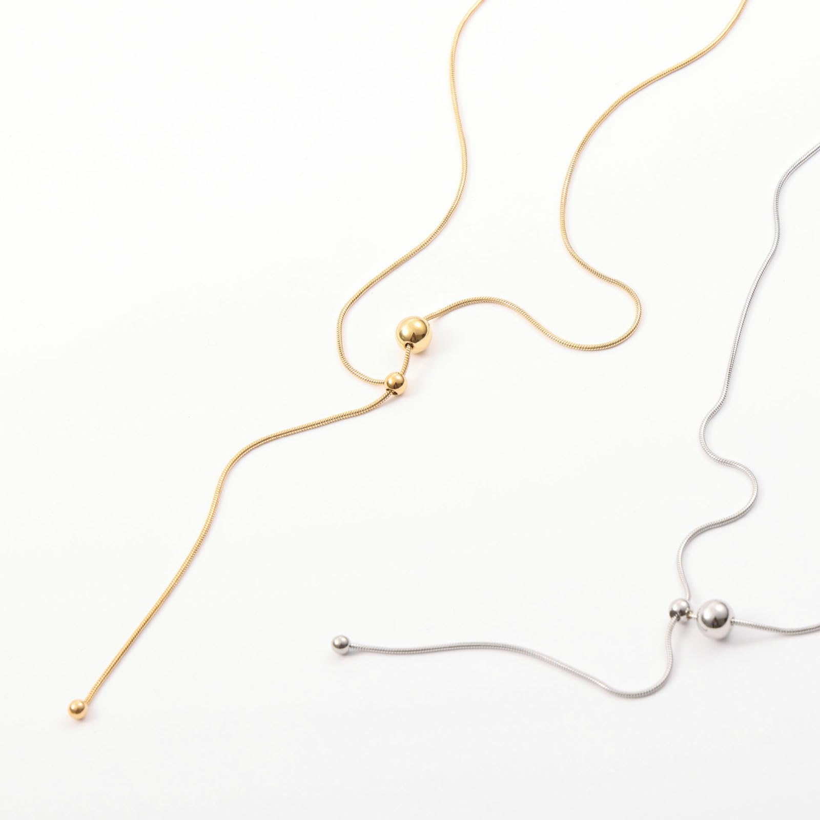 Collar de bola ajustable para mujer, cadena de serpiente de cuerda deslizante chapada en acero inoxidable de 18 quilates, joyería para presentarla