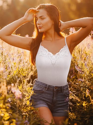 Geyoga 8 Pack Womens Y2k Crop Tops Fairy Grunge Clothes Lace Patchwork Tops V Neck Cami Ribbed Knitted Tank for Women3