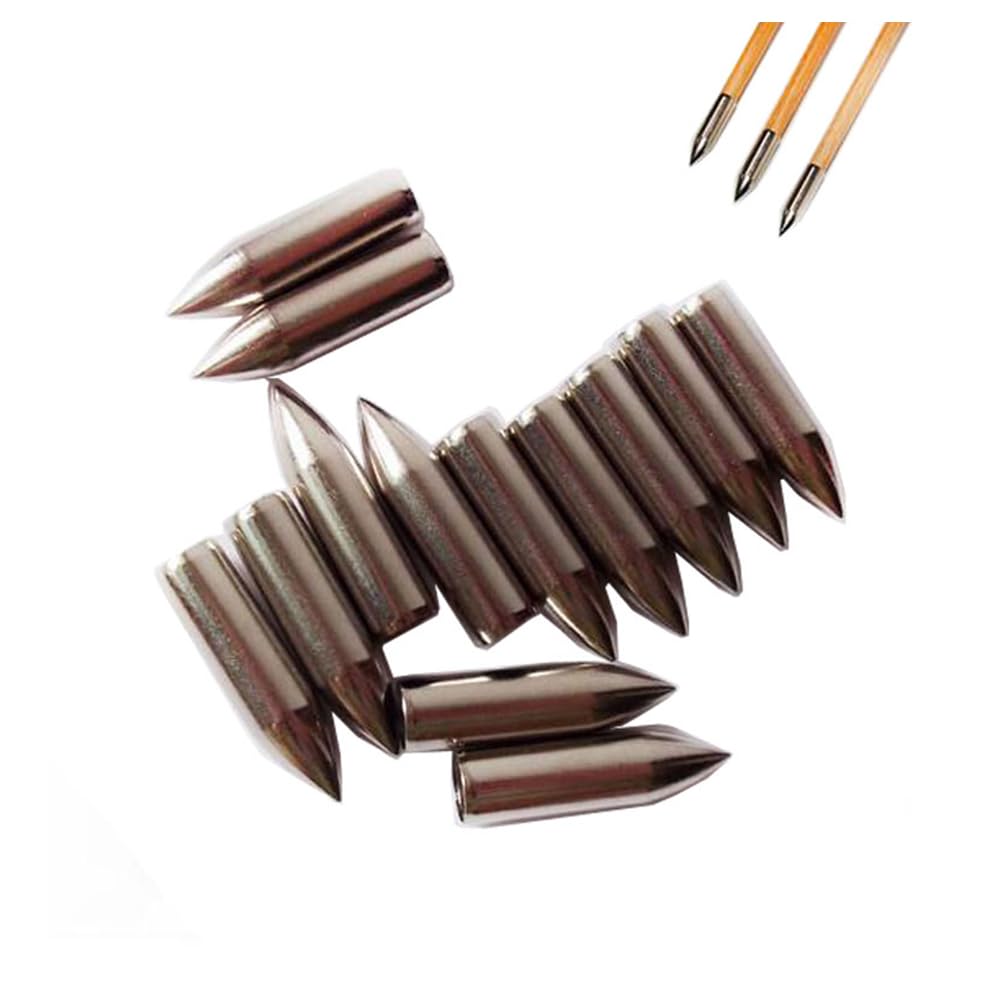FQH 30pcs Arrowheads 70/75/80Grain OD 8mm Wooden Arrow Bamboo Shaft Points Target Archery Hunting Shooting Practice Broadhead (Silver)
