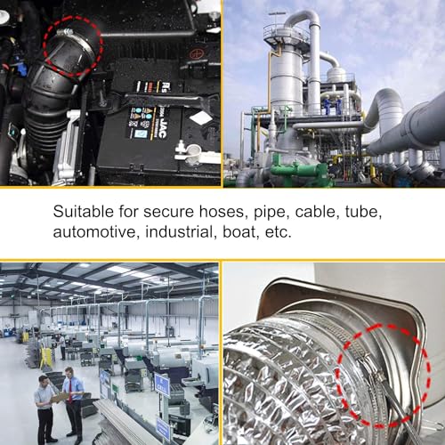 Image of Upgraded Version 4 inch (Diameter) Thicken Adjustable 304 Stainless Steel Duct Clamps Pipe Clamp Air Ducting Clamp worm drive hose clamps (4Pcs, 91mm-114mm)