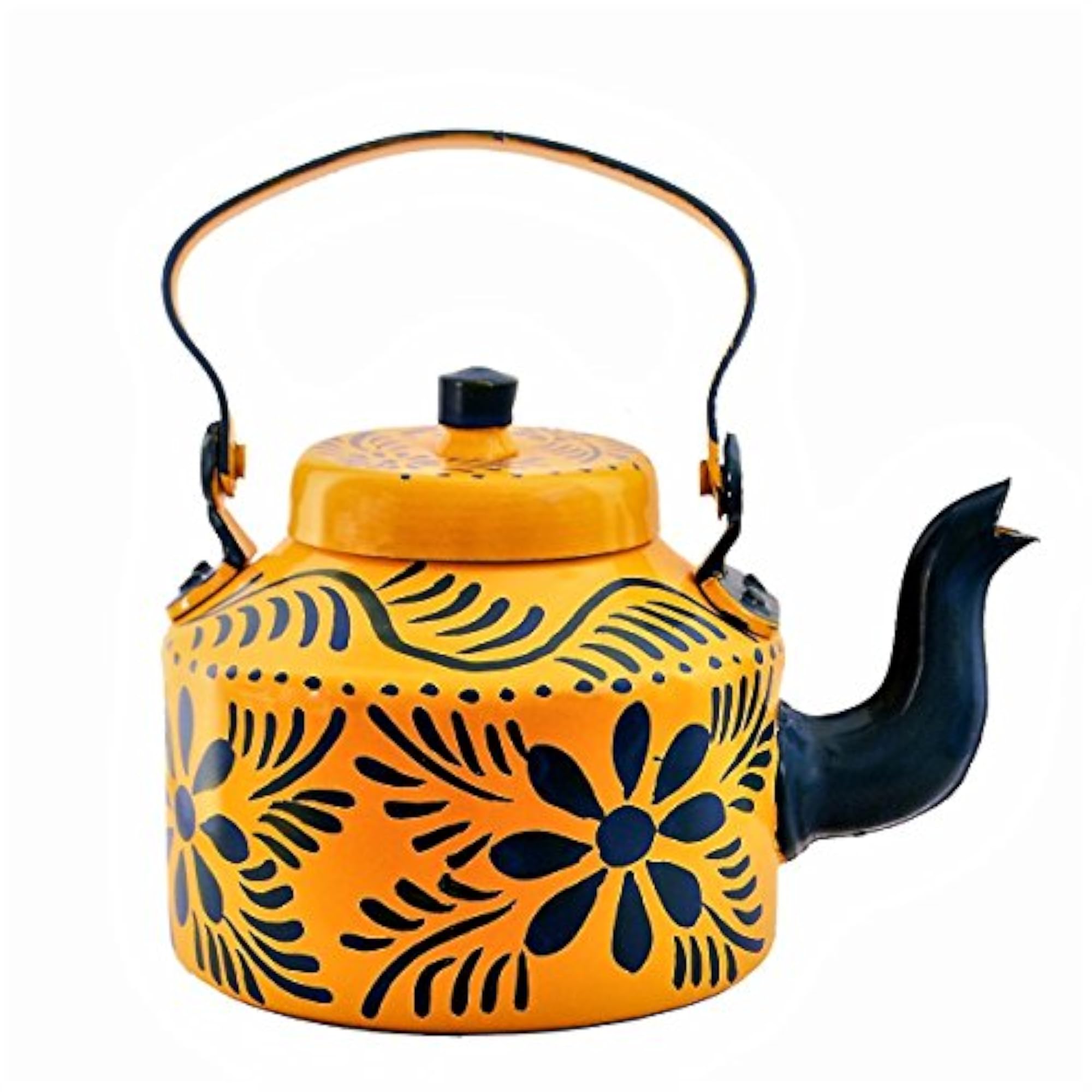 Aluminium Handpainted Kettle Teapot, Indian Souvenir Gift