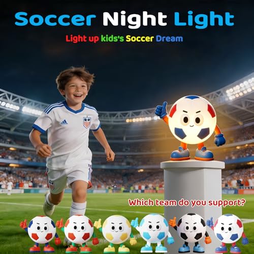 Lámpara de mesa fútbol para niños LED recargable USB-C miniatura 5