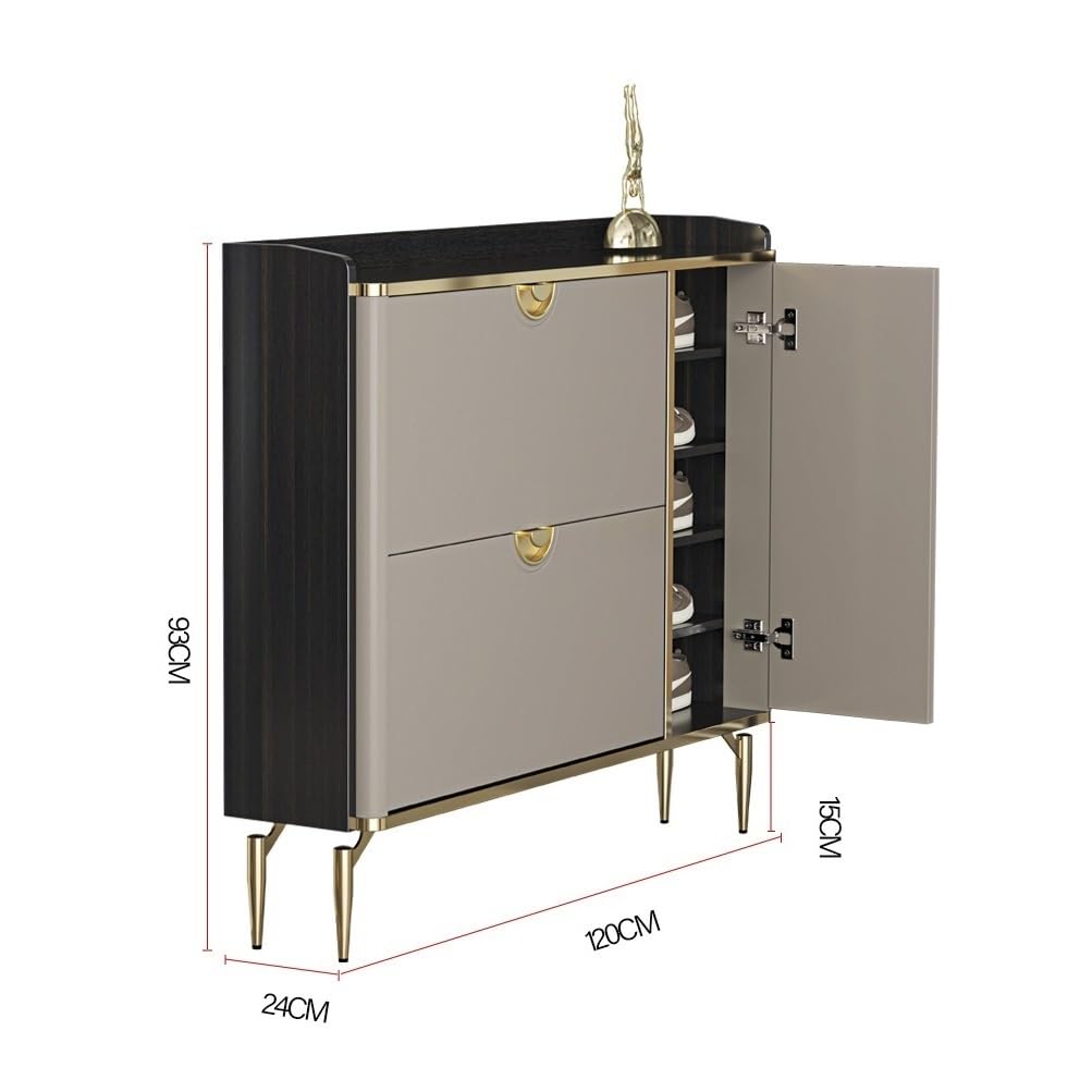 scarpiera da ingresso Scarpiera ultrasottile a 3 scomparti Flip Bucket for uso domestico, lusso leggero, grigio moderno, grande capacità, armadietto stretto for ingresso scarpiera da ingresso