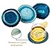 AMOYSTONE Teal Agate Coasters for Drinks - Set of 4 Geode Crystal Quartz Rock Slices With Rubber Bumpers 3-3.5"