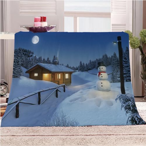 GSKOQD Manta Polar Bebe Cama Manta De Franela para Sofa Cama con Escena De Nieve Blanca De Navidad Impresión Patrón 150X150Cm Colchas Invierno Modernas para Niños, Microfibra Suave Caliente