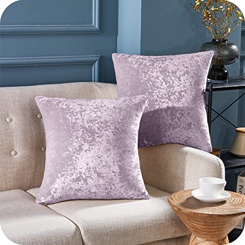 Amazon Brand - Umi Housse de Coussin 45x45cm Rectangulaire Coussin Exterieur Velours Mélange Salon Moderne pour Chambre Taie d'oreiller Doux Confortable Lilas