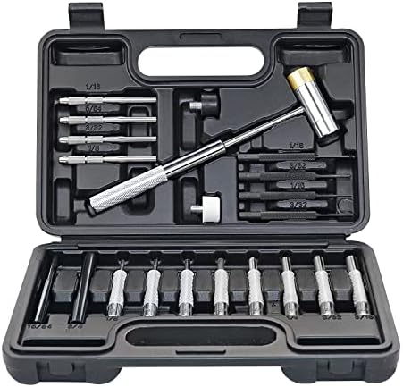 BESTNULE Punch Set, Punch Tools, Roll Pin Punch Set, Made of Solid Material Including Steel Punch and Hammer, Ideal for Machinery Maintenance with Organizer Storage Container (Without Bench Block)