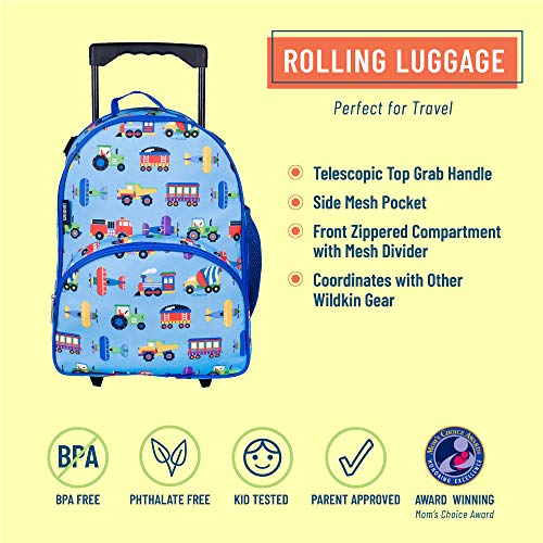 Wildkin Plush Baby Blanket Bundle With Rolling Luggage (Trains, Planes & Trucks) #TOP4