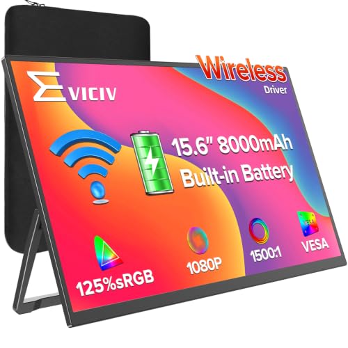 EVICIV Wireless Portable Monitor with 8000mAh Battery 15.6 (4-5H)