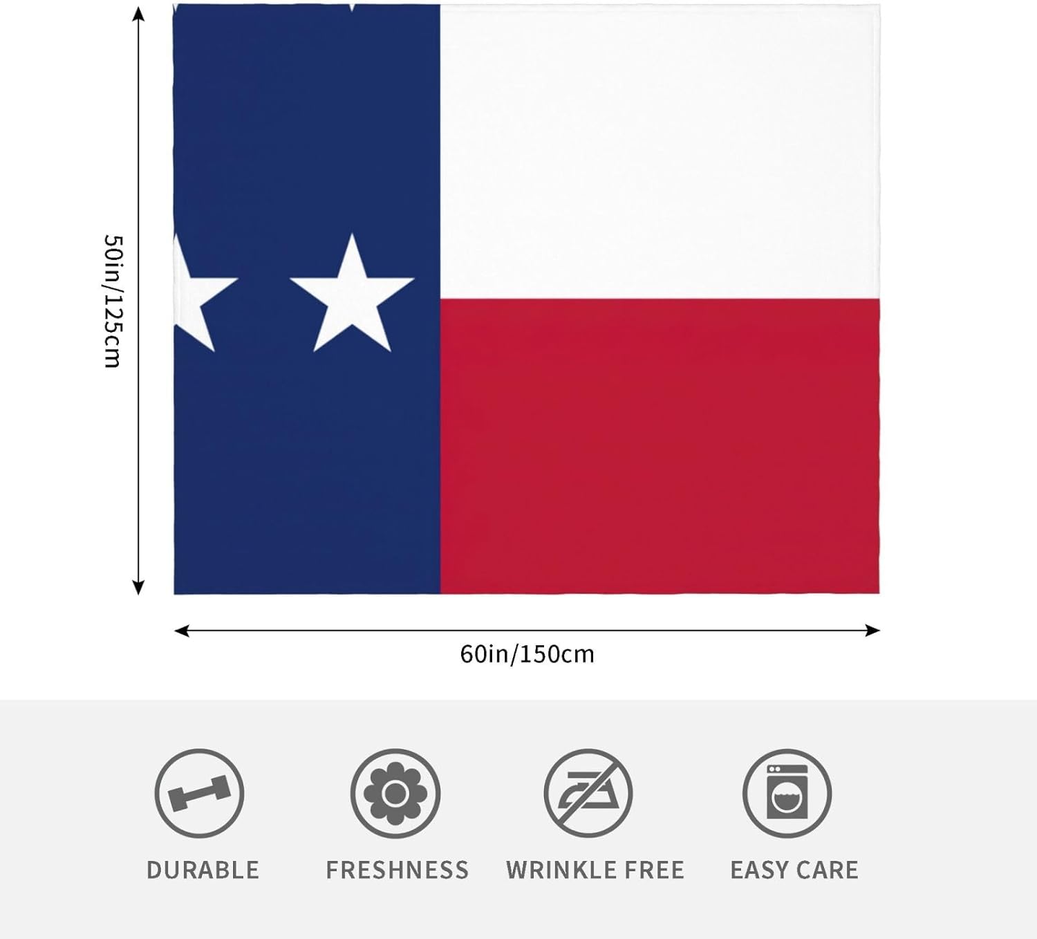 Flag of Texas Print Cozy Soft Blankets Warm 50x60 in Lightweight Blanket for Camping Travel