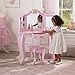 KidKraft Wooden Princess Vanity & Stool Set with Mirror, Children's Furniture - Pink, Gift for Ages 3-8