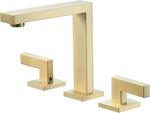 Brushed Gold Bathroom Faucet 3 Hole Two Handle Widespread Bathroom Sink Faucet (Brushed Gold)