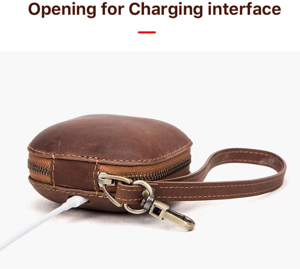 Hiram Men's Leather Travel Case for Powerbeats Pro(Brown) - Image 3