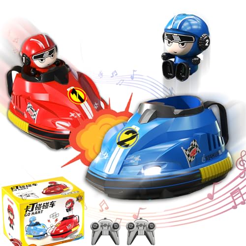 2 Pack Remote Control Battle Bumper Car for Toddlers, Radio Control Toys Music Catapult Robot Popping Up Family Interaction RC Battle Game for Kids (Red+Blue)